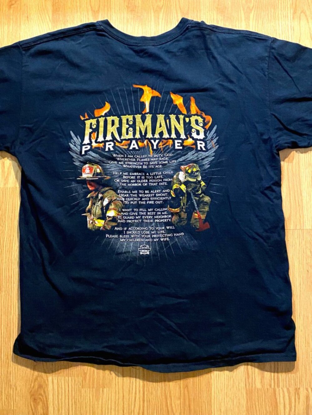 Fireman's Prayer Black Men’s Gildan Firefighter T-Shirt w/Graphics Size Large